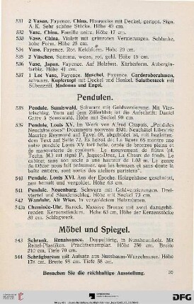 Möbel und Spiegel (Nr. 543-551)