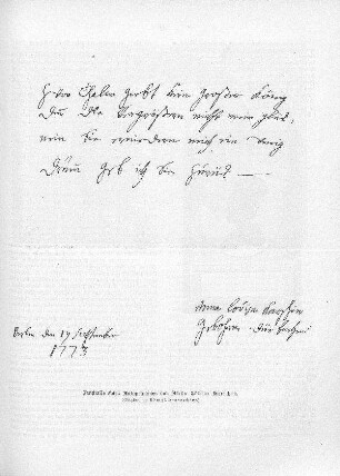 Faksimile eines Autogrammes von Anna Louisa Karschin