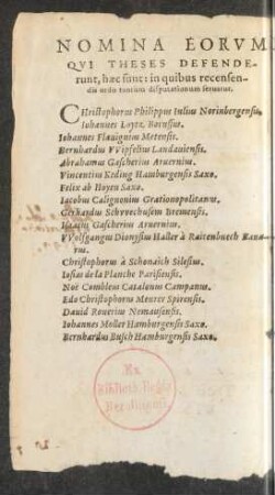 Nomina Eorum Qui Theses Defenderunt ...