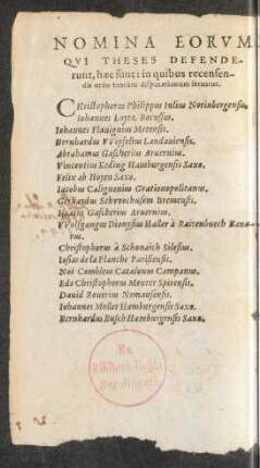 Nomina Eorum Qui Theses Defenderunt ...