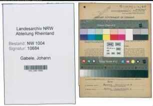 Entnazifizierung Johann Gabele , geb. 10.03.1921 (Schlosser)