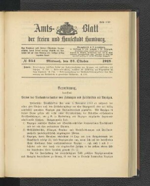 No. 254, 23. Oktober 1918