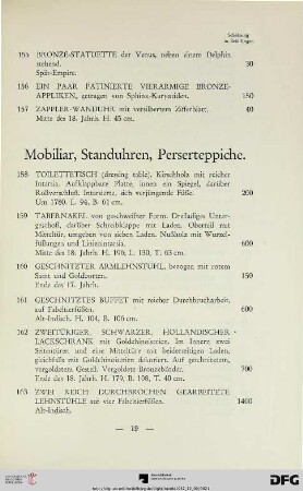 Mobiliar, Standuhren, Perserteppiche (Nr. 158-205)