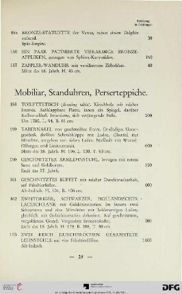 Mobiliar, Standuhren, Perserteppiche (Nr. 158-205)