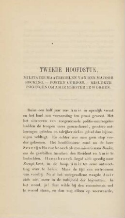 Tweede hoofdstuk. Militaire maatregelen van den majoor Becking ...