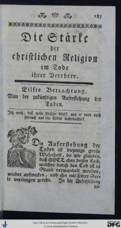 Eilfte Betrachtung. Von der zukünftigen Auferstehung der Toden.