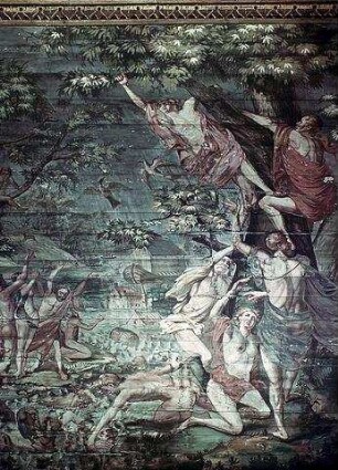 Bildfeld zwischen den Fenstern: Die Sintflut