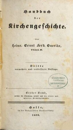 Handbuch der Kirchengeschichte, 1