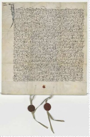 Testament des Bürgers Ditmere Daldorppe, besiegelt durch die Ratsmannen Ludeleff Tzerstede und Hartwich Stoterogge.