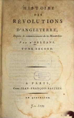 Histoire des révolutions d'Angleterre, Depuis le commencement de la Monarchie, 2. - 496 S.