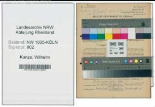 Entnazifizierung Wilhelm Kunze , geb. 01.08.1891 (Steiger)