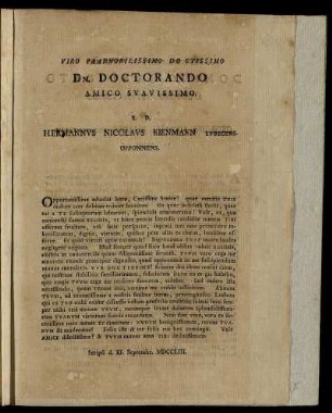 Viro Praenobilissimo Doctissimo [...]