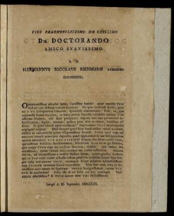 Viro Praenobilissimo Doctissimo [...]