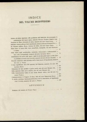 INDICE DEL VOLUME DICIOTTESIMO