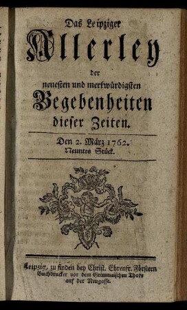 Den 2. März 1762. Neuntes Stück.
