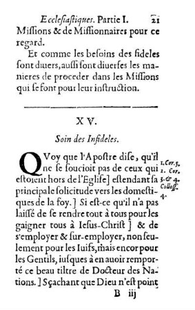 XV. Soin des Infideles