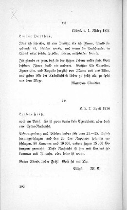 233 Lübeck, d. 1. März 1814