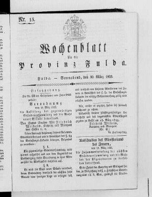 Nr. 13, Ausgabe vom 30. März 1833