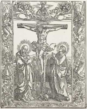 Christus am Kreuz mit Engelbordüre