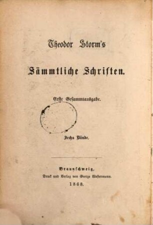 Theodor Storm's Sämtliche Schriften : Erste Gesammtausgabe. 5