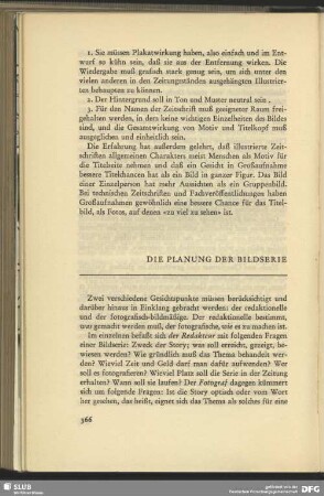 Die Planung der Bildserie