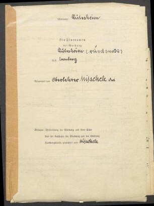 2 Fragebogen und Karte Rutesheim, OA Leonberg
