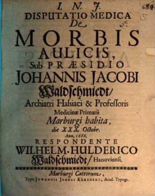 Disputatio medica de morbis aulicis