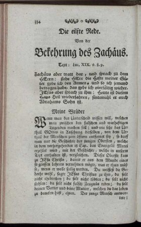 Die eilfte Rede. Von der Bekehrung des Zachäus.