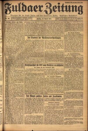 Erste Ausgabe vom Freitag, den 15. April 1927.