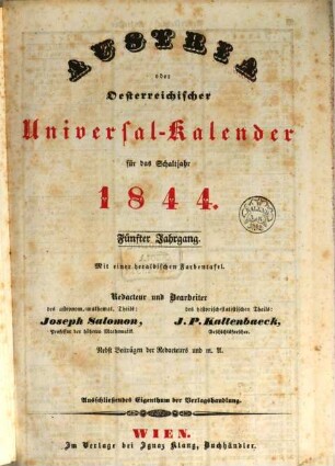 Austria : österreichischer Universal-Kalender, 1844