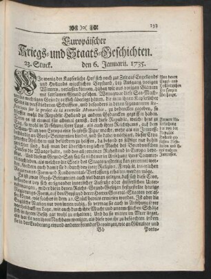 23. Stuck. den 6. Januarii. 1735.
