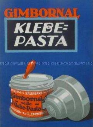 Werbeschild für Gimborn- "Klebe-Pasta"