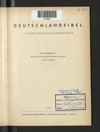 Deutschlandfibel : ein Wegweiser durch die Bundesrepublik