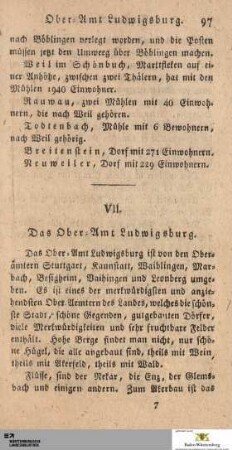 VII. Das Ober-Amt Ludwigsburg