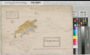 Nassau-Siegen (Fürstentum) ref. Teil Spezialkarten der Gemarkungen Kredenbach (Kreuztal) 1720 6000 rh. Fuß = 26,3 cm 36 x 51,5 kol. Zeichnung Erich Philipp Plönnies KSA Nr. 789,13