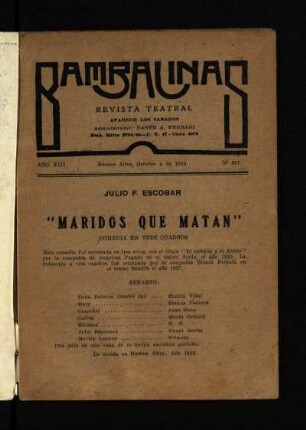 Maridos que matan : comedia en tres cuadros