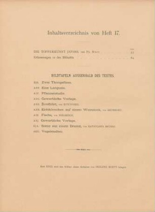 Inhaltsverzeichnis von Heft 17