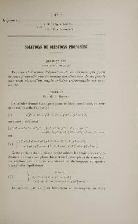 Solutions de questions proposées: Question 193