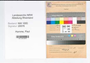 Entnazifizierung Paul Humme, geb. 14.06.1907 (Stadtinspektor)