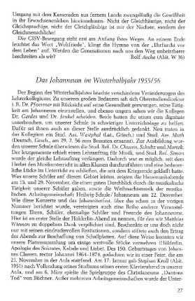 Das Johanneum im Winterhalbjahr 1955/56