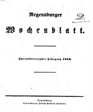 Regensburger Wochenblatt. 42. 1852