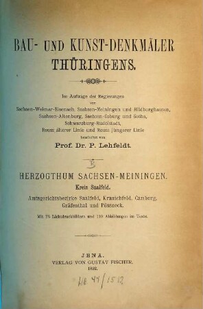 Die Bau- und Kunst-Denkmäler Thüringens, 6/7u.15. Herzogthum Sachsen-Meinigen