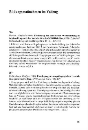 217, Bildungsmaßnahmen im Vollzug