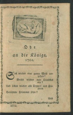 Ode an die Könige. 1760.