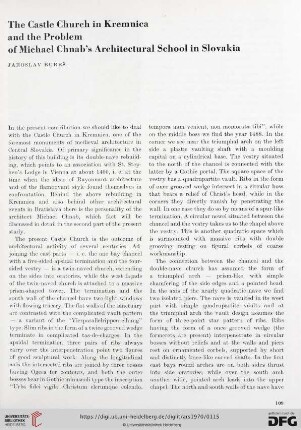 The Castle Church in Kremnica and the Problem of Michael Chnab's Architectural School in Slovakia