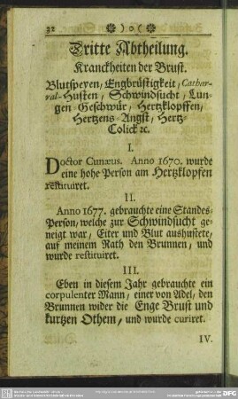 Dritte Abtheilung. Kranckheiten der Brust