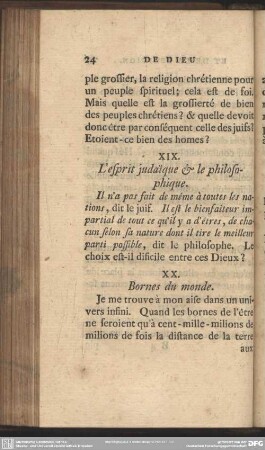 XIX. L´esprit judaïque & le philosophique