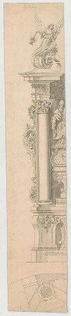 Müller, Josef Anton; Hausen; Pfarrkirche - Hochaltar - Alternative für flankierende Säulen (Grundriss m. Schnitt, Ansicht)