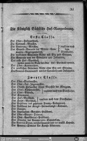 Die Königlich Sächsische Hof-Rangordnung