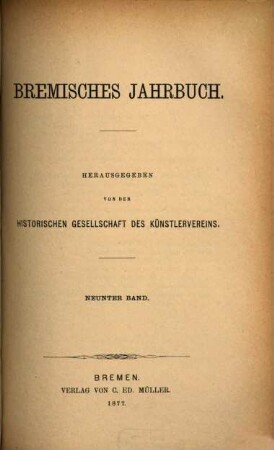 Bremisches Jahrbuch. 9, 9. 1877